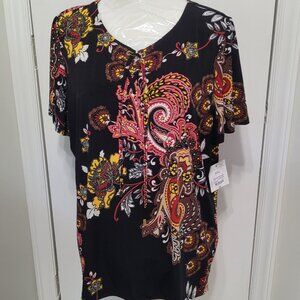 Liz Claiborne Career Lace Up Flutter Sleeve Blouse